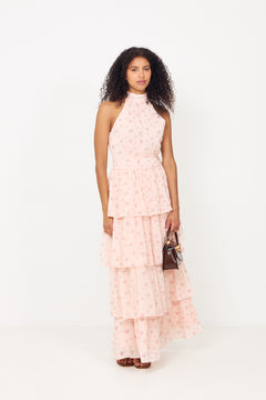 Belleic Long Dress - Pink Flower Print
