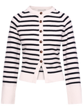 Pernille Stripe Knit Cardigan - Navy Striped