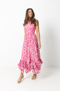 Harriet Chiffon Dress - Pink Print