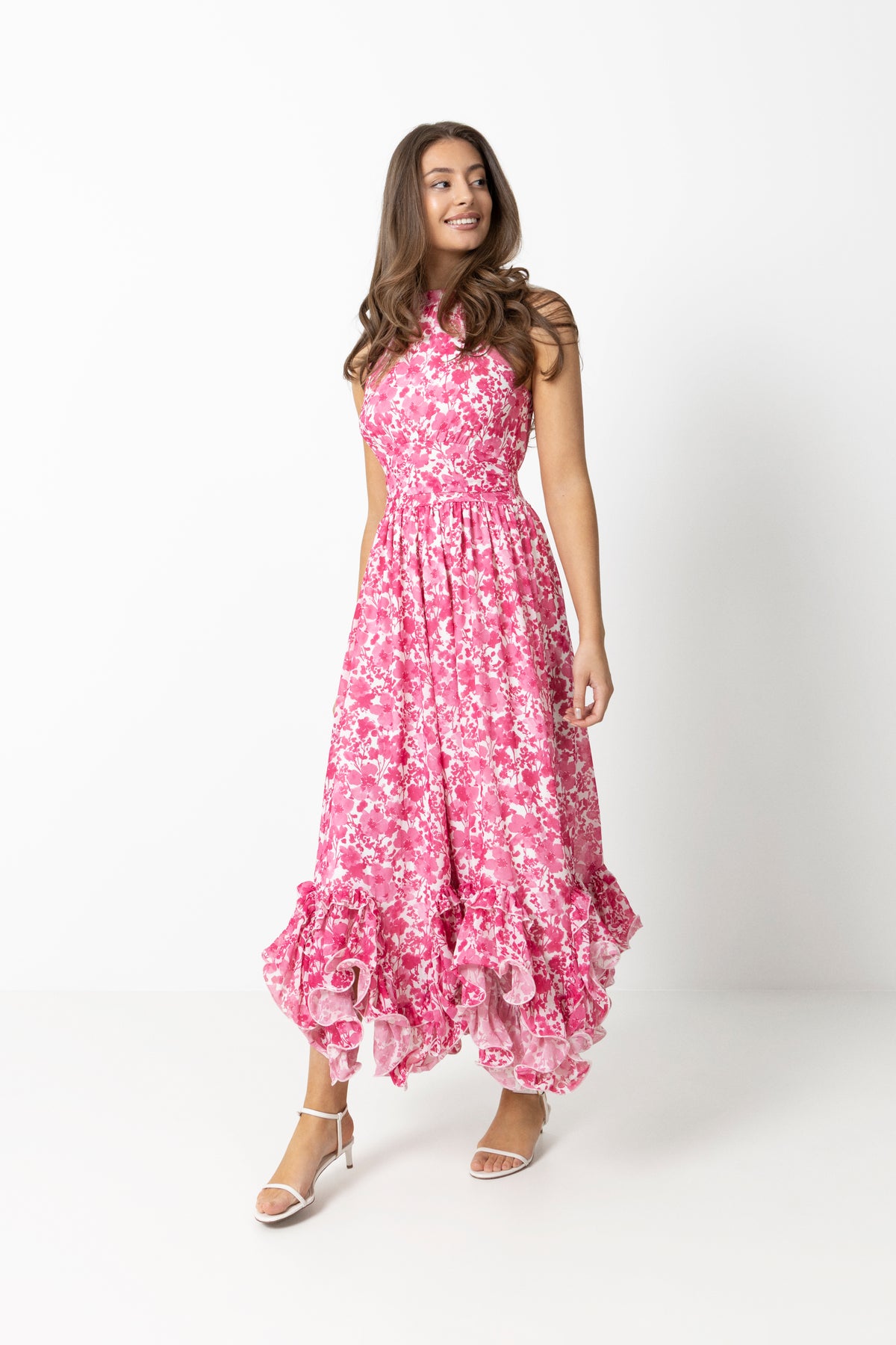 Harriet Chiffon Dress - Pink Print