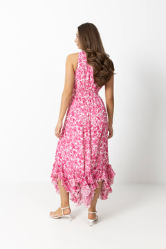 Harriet Chiffon Dress - Pink Print