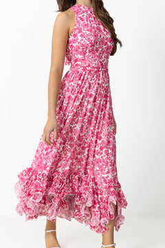 Harriet Chiffon Dress - Pink Print