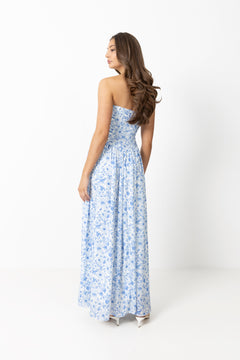Meya Chiffon Bandeau Dress - Blue Print
