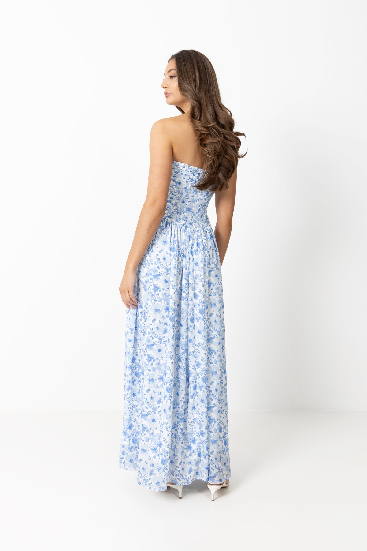 Meya Chiffon Bandeau Dress - Blue Print