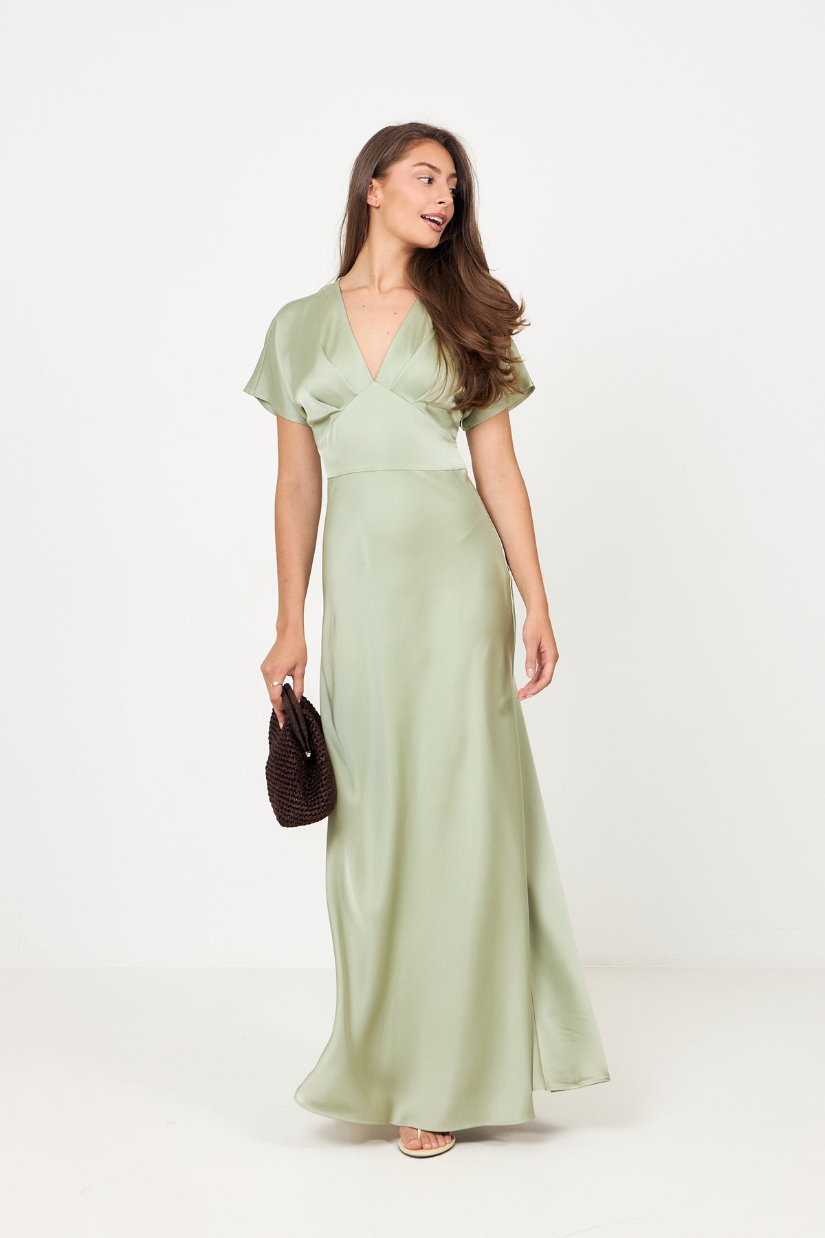 Kristin Satin Dress - Green