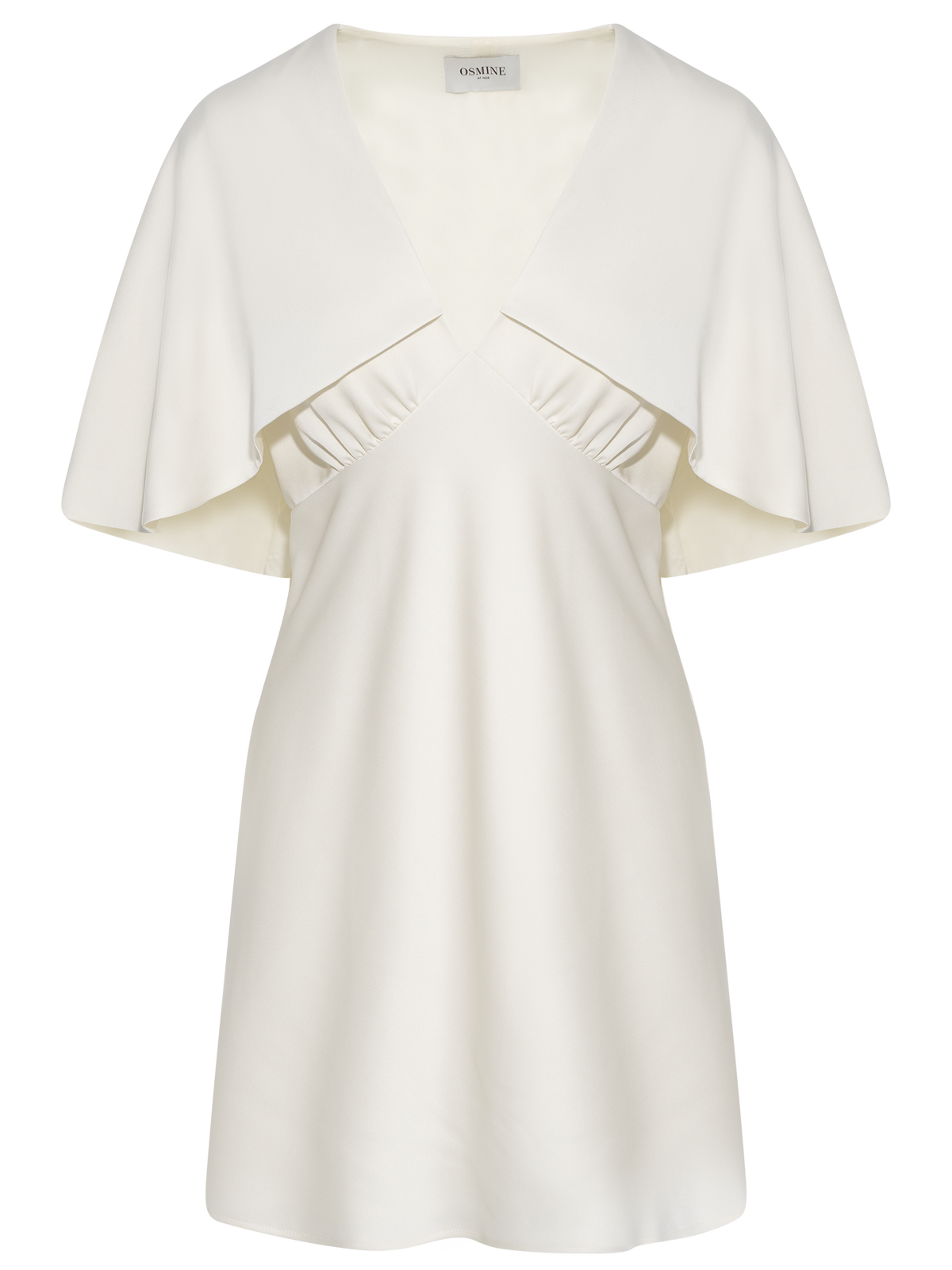 Ariel Satin Cape Mini Dress - Creme