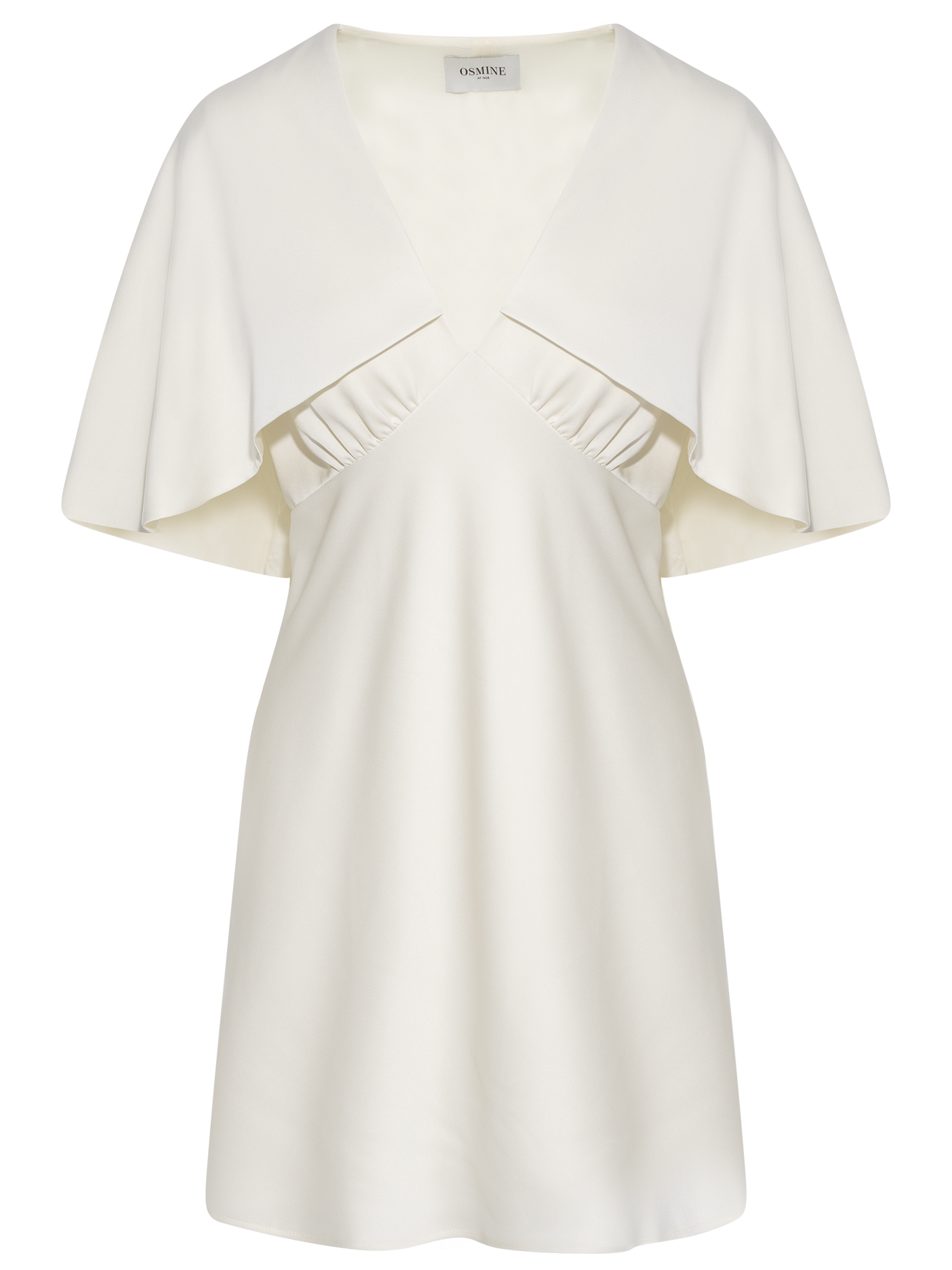 Ariel Satin Cape Mini Dress - Creme
