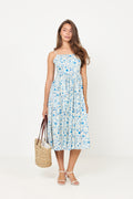 Thyra Cotton Strap Midi Dress - Blue