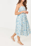 Thyra Cotton Strap Midi Dress - Blue
