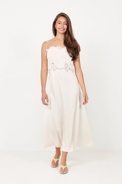 Solvei Midi Strap Dress - Pearl