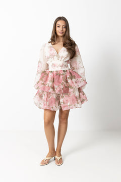Jade Wave Rose Dress - Pink Rose