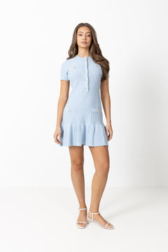 Gerdalil Cotton Knit Dress - Light Blue