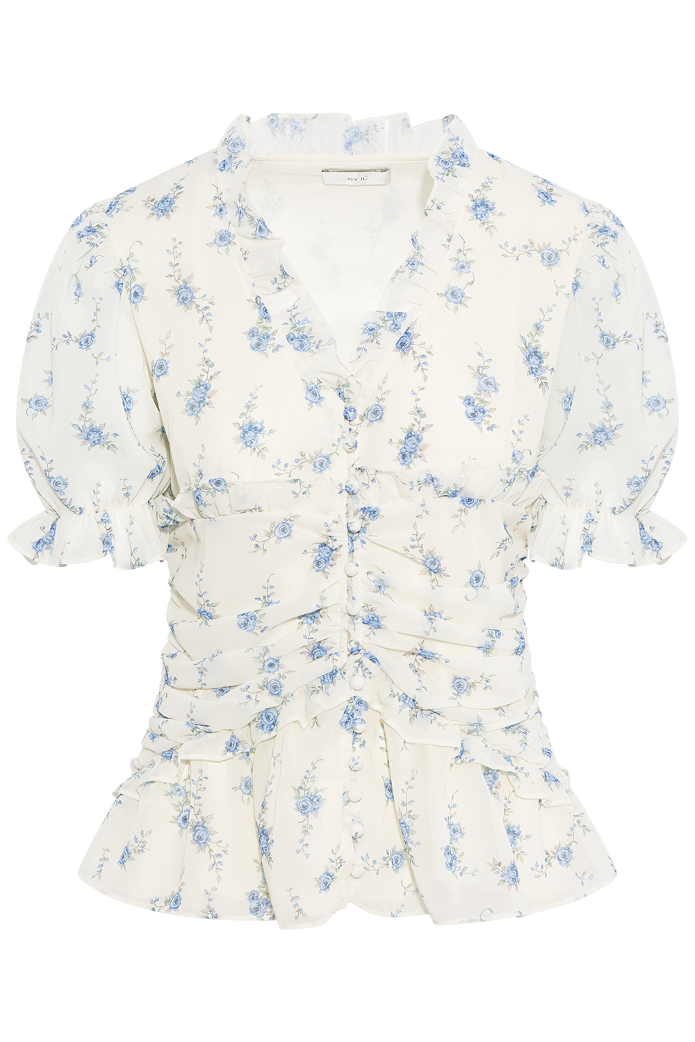 Arielic Blouse - Off White Vintage Blue