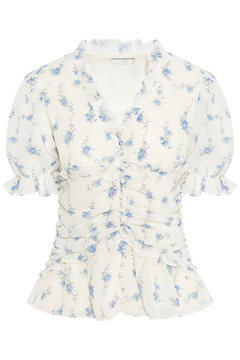 Arielic Blouse - Off White Vintage Blue