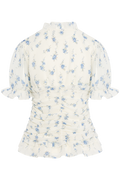 Arielic Blouse - Off White Vintage Blue