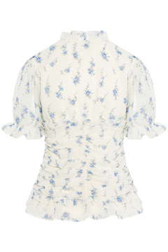 Arielic Blouse - Off White Vintage Blue