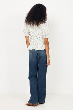 Arielic Blouse - Off White Vintage Blue