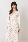 Adelic Long Dress - Off White Vintage Rose
