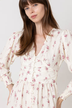 Adelic Long Dress - Off White Vintage Rose