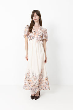 Serna Flower Print Dress - Burned Powder