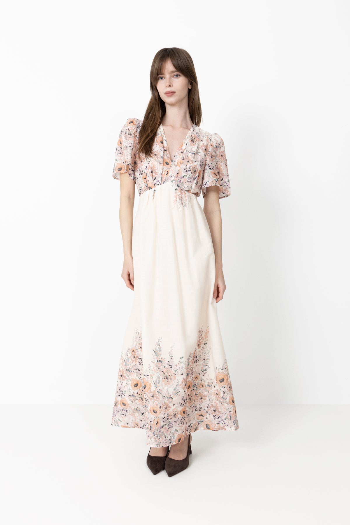 Serna Flower Print Dress - Burned Powder