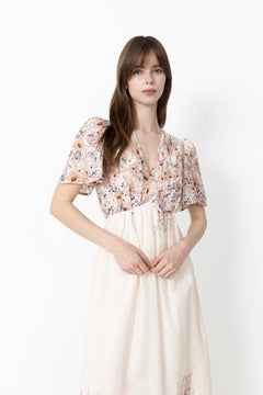 Serna Flower Print Dress - Burned Powder