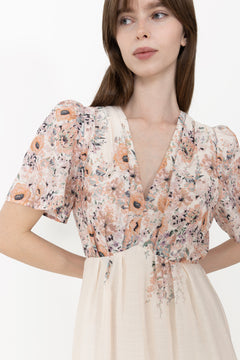 Serna Flower Print Dress - Burned Powder
