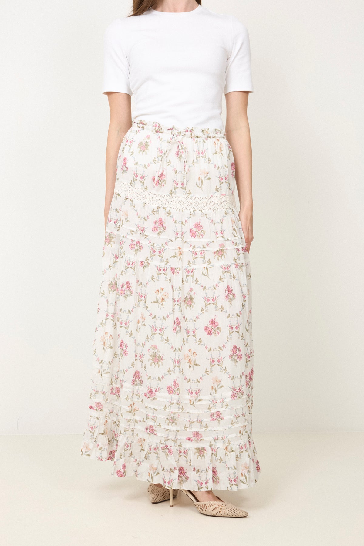 Fippo Spring Flower Skirt - Off White