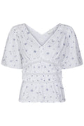 Sapura Flower Dobby Blouse - Blue Flower