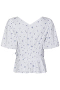 Sapura Flower Dobby Blouse - Blue Flower