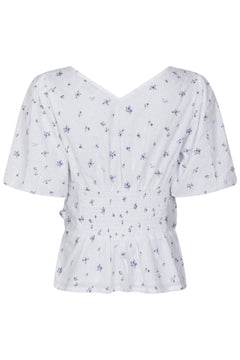 Sapura Flower Dobby Blouse - Blue Flower