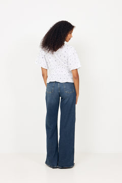 Sapura Flower Dobby Blouse - Blue Flower