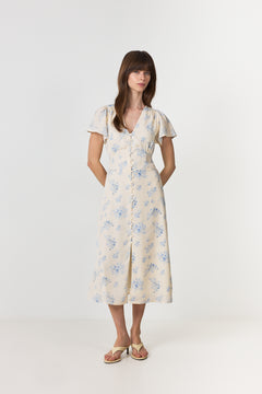 Eleni Delicate Flower Dress - Creme
