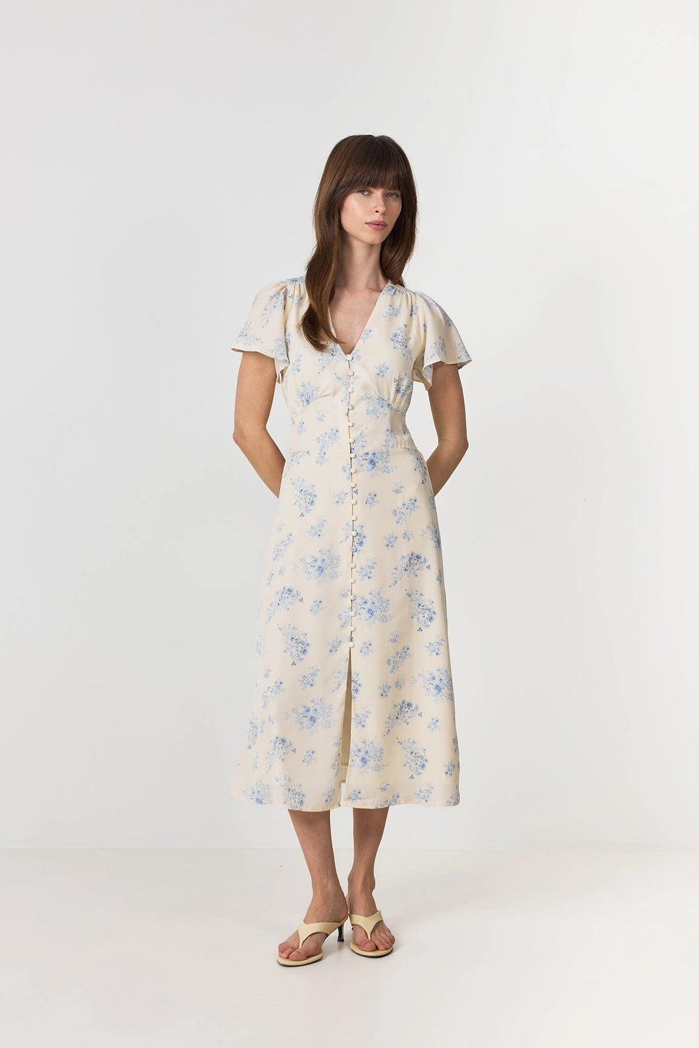 Eleni Delicate Flower Dress - Creme