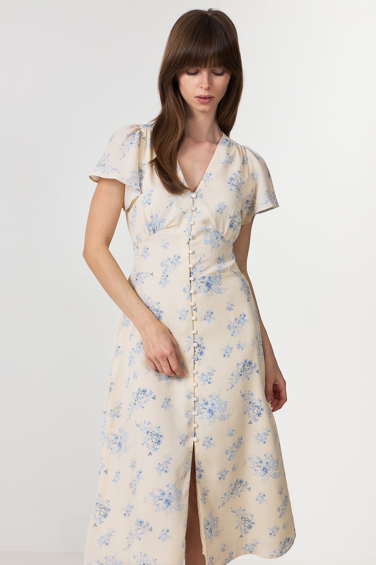 Eleni Delicate Flower Dress - Creme