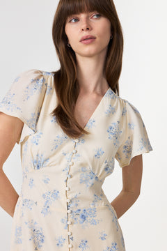 Eleni Delicate Flower Dress - Creme