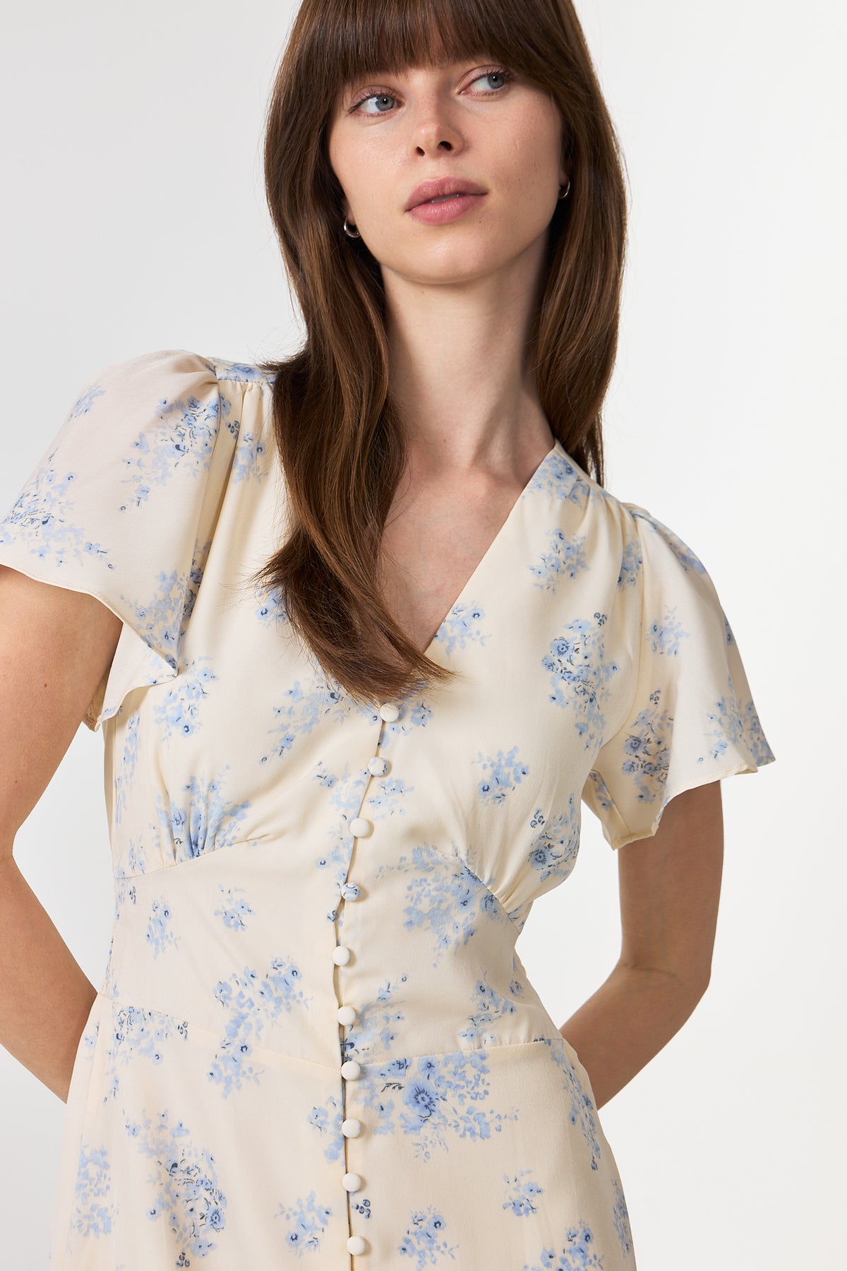 Eleni Delicate Flower Dress - Creme