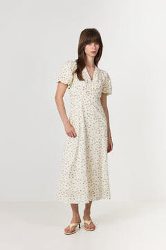 Illana Small Rose Flower Dress - Light Yellow