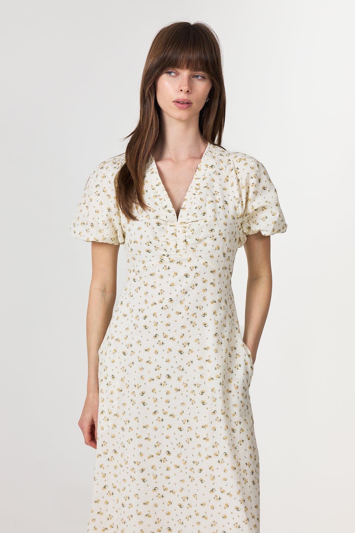 Illana Small Rose Flower Dress - Light Yellow