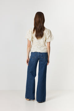Irina Small Rose Flower Blouse - Light Yellow