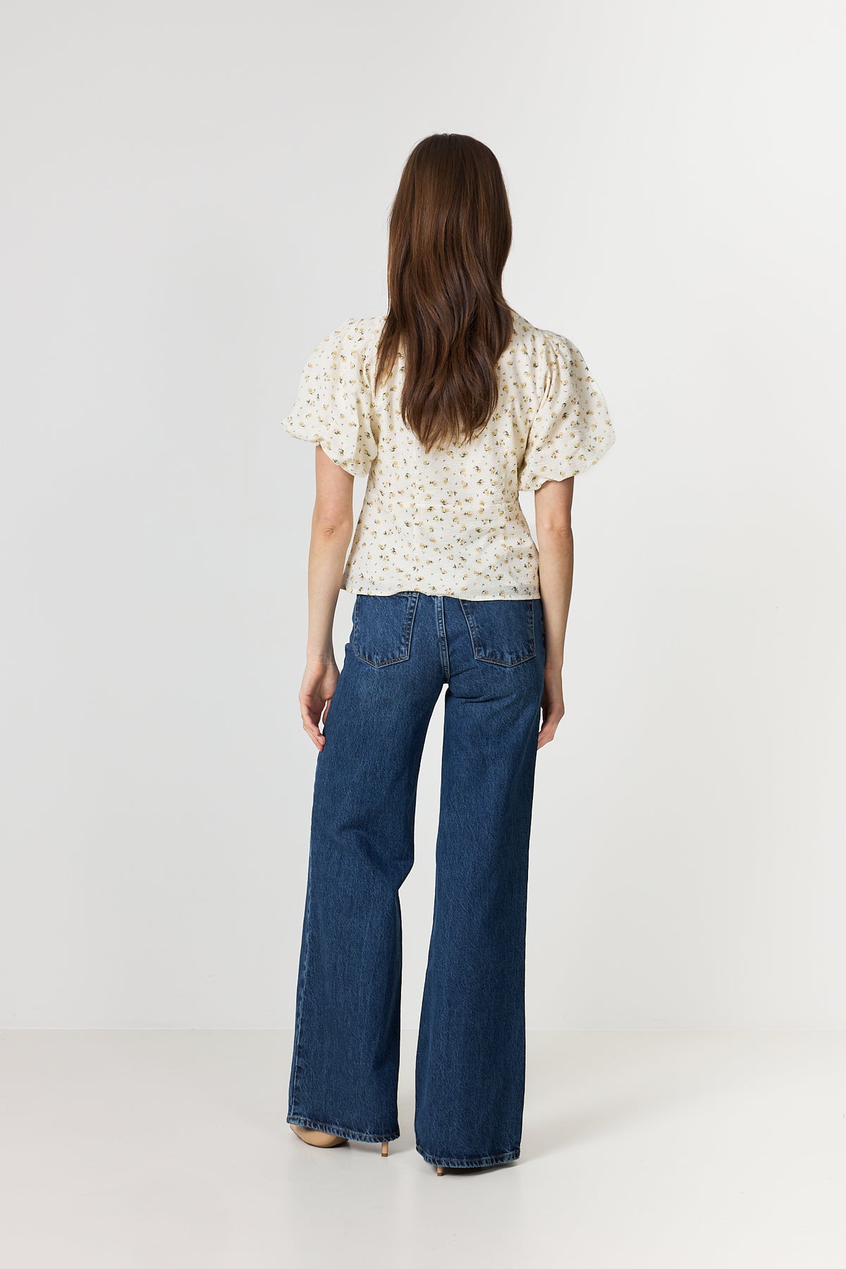Irina Small Rose Flower Blouse - Light Yellow