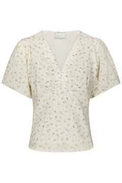 Irina Small Rose Flower Blouse - Light Yellow