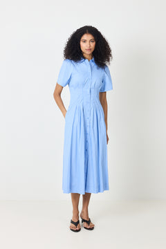 Baia Stripe Poplin Dress - Light Blue