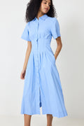 Baia Stripe Poplin Dress - Light Blue