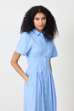 Baia Stripe Poplin Dress - Light Blue