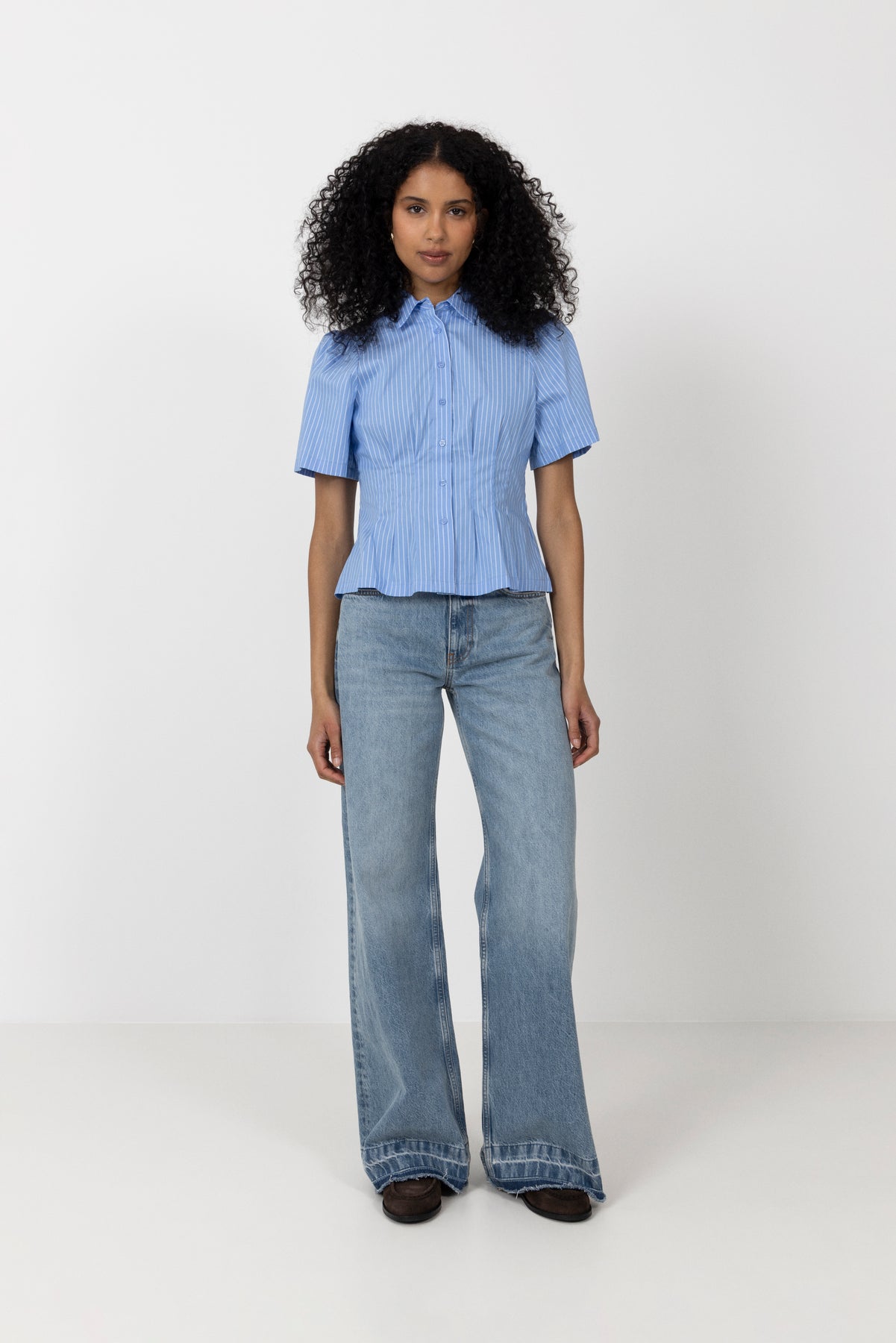 Balara Stripe Poplin Shirt - Light Blue