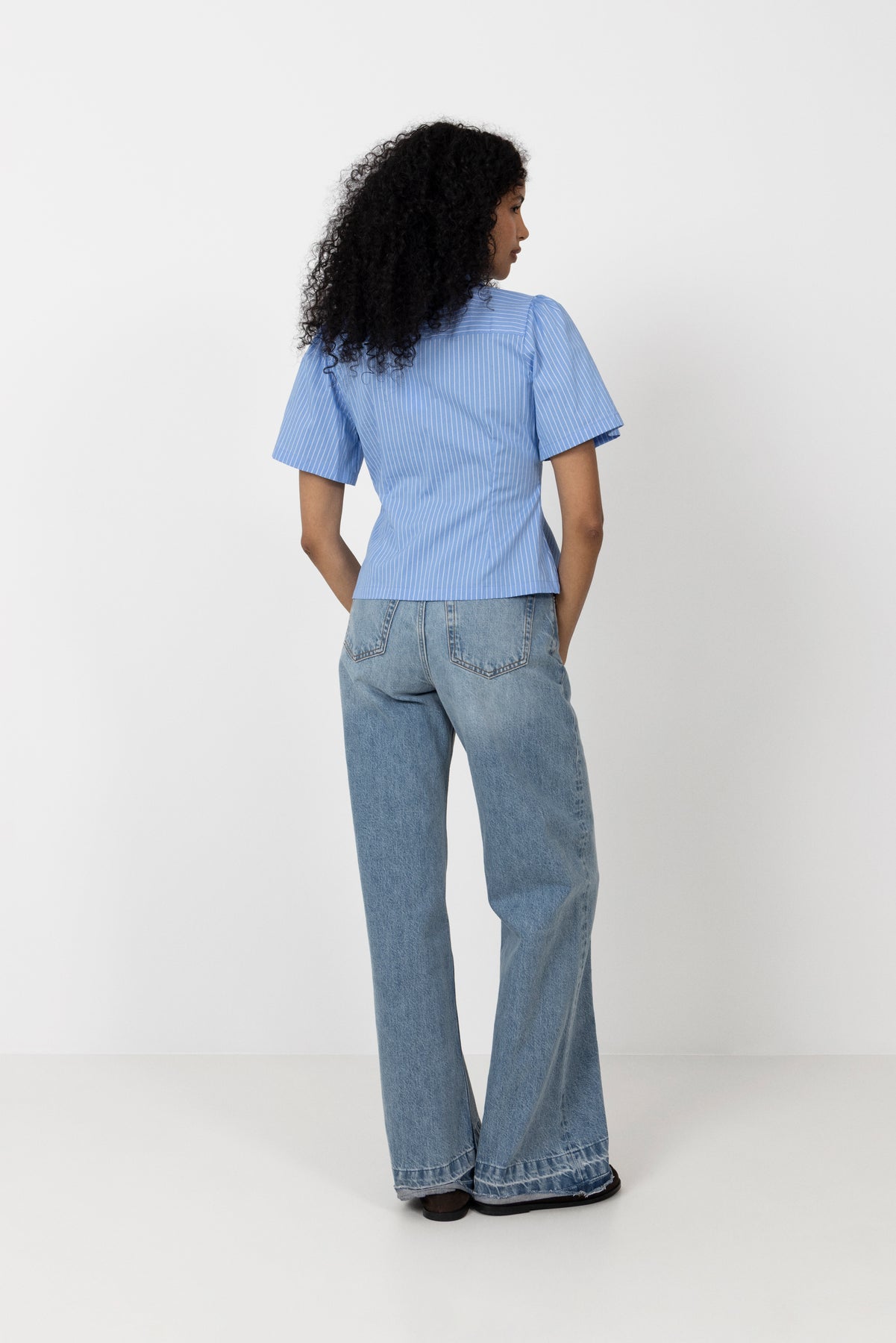 Balara Stripe Poplin Shirt - Light Blue