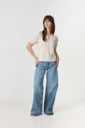 Odesa Floral Stripe Blouse - Creme