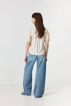 Odesa Floral Stripe Blouse - Creme