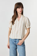 Odesa Floral Stripe Blouse - Creme